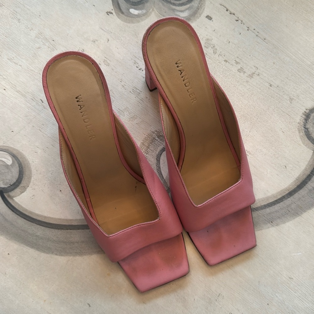 Wandler peep toe mule heel